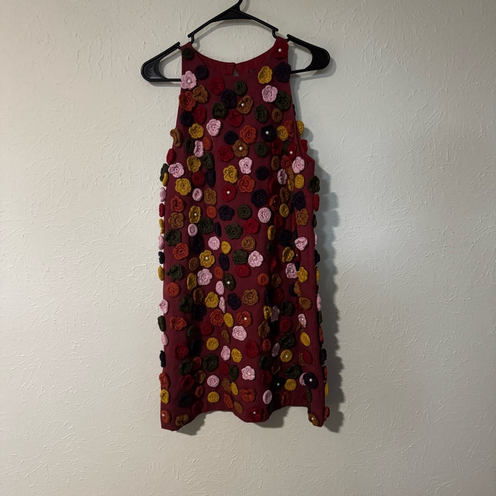 NWT Anthropologie Floral Applique Shift Mini Dress Size 6